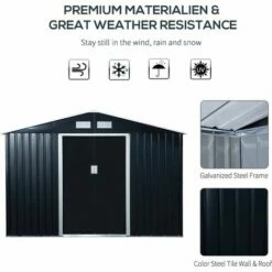 Outsunny 9 X 6FT Outdoor Storage Garden Shed Sliding Door Galvanised Dark Grey 5 Outsunny 9 X 6FT Outdoor Storage Garden Shed Sliding Door Galvanised Dark Grey -Outsunny store 52735539 4