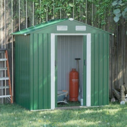 Outsunny 6ft X 4ft Metal Shed Garden Shed W/ Double Door & Air Vents, Green -Outsunny store 52735544 3