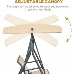 Outsunny 3 Seater Garden Swing Patio Hammock W/ Canopy For Outdoor Beige -Outsunny store 52796770 5
