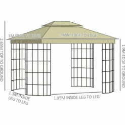 Outsunny 3.7 X 3(m) Patio Gazebo Garden Shelter W/ Mosquito Netting, Beige 3 Outsunny 3.7 X 3(m) Patio Gazebo Garden Shelter W/ Mosquito Netting, Beige -Outsunny store 52796777 2