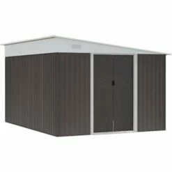 Outsunny 11.3x9.2ft Steel Garden Storage Shed W/ Sliding Doors & 2 Vents, Grey