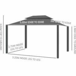 Alternative view of Outsunny 3.65 X 3(m) Aluminum Outdoor Gazebo W/ Hardtop Double Roof Sidewalls