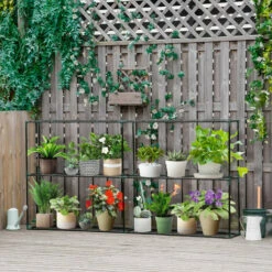 Outsunny 3 Tier Metal Plant Stand, Flower Pot Display Shelf, No Tools Required -Outsunny store 52824362 3