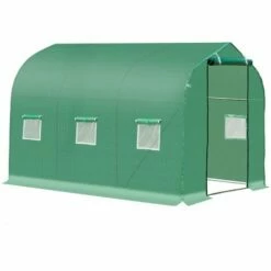 Outsunny 3 X 2 M Walk In Polytunnel Greenhouse Galvanised Steel W/ Zipped Door