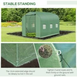 Outsunny 3 X 2 M Walk In Polytunnel Greenhouse Galvanised Steel W/ Zipped Door -Outsunny store 5289072 5