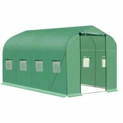 Outsunny 4 X 2 M Walk In Polytunnel Greenhouse Galvanised Steel W/ Zipped Door