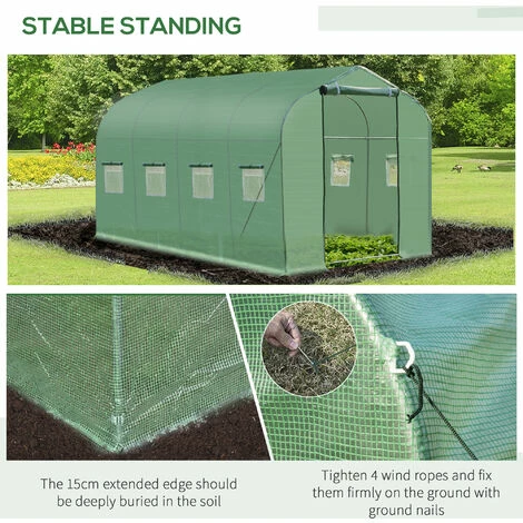 Outsunny 4 x 2 M Walk in Polytunnel Greenhouse Galvanised Steel w/ Zipped Door Outsunny 4 X 2 M Walk In Polytunnel Greenhouse Galvanised Steel W/ Zipped Door -Outsunny store 5289073 5