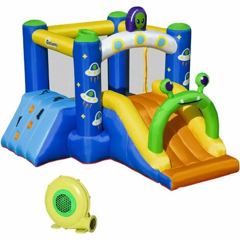 Outsunny Kids Bouncy Castle With Slide Alien Style With Inflator Carrybag 3 Outsunny Kids Bouncy Castle With Slide Alien Style With Inflator Carrybag