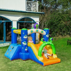 Outsunny Kids Bouncy Castle With Slide Alien Style With Inflator Carrybag 9 Outsunny Kids Bouncy Castle With Slide Alien Style With Inflator Carrybag -Outsunny store 52977770 3