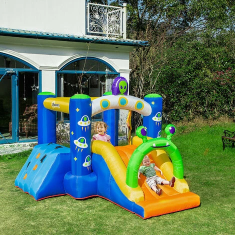 Outsunny Kids Bouncy Castle With Slide Alien Style With Inflator Carrybag 5 Outsunny Kids Bouncy Castle With Slide Alien Style With Inflator Carrybag - Image 3