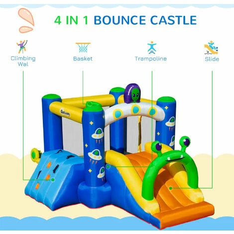 Outsunny Kids Bouncy Castle With Slide Alien Style With Inflator Carrybag 6 Outsunny Kids Bouncy Castle With Slide Alien Style With Inflator Carrybag - Image 4