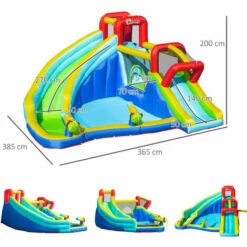 Outsunny 5 In 1 Kids Bouncy Castle With Slide Pool Inflatable House W/ Inflator -Outsunny store 52977775 2