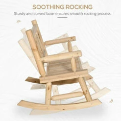 Outsunny Fir Wood Rocking Bench Wooden Patio 2-Person Outdoor Rocker Natural -Outsunny store 52977779 4