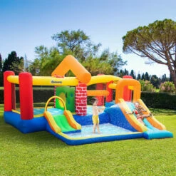 Outsunny Kids Bouncy Castle With Double Slides Pool Trampoline With Blower -Outsunny store 52977781 3