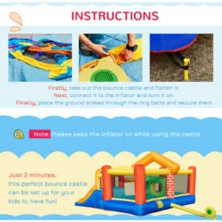 Outsunny Kids Bouncy Castle With Double Slides Pool Trampoline With Blower -Outsunny store 52977781 5