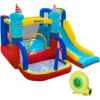 Outsunny Kids Bouncy Castle With Slide Pool Trampoline Climbing Wall W/ Blower