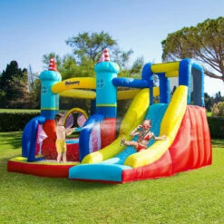 Outsunny Kids Bouncy Castle With Slide Pool Trampoline Climbing Wall W/ Blower -Outsunny store 52977792 3