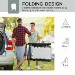 Outsunny 2Pcs Outdoor Patio Folding Chairs, Portable Garden Loungers Cream White -Outsunny store 53072186 5