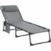Outsunny Lounger Folding Reclining Camping Bed 5-position Adjustable Grey -Outsunny store 53164689 1