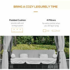 Outsunny 3 Seater Swing Chair Hammock Gazebo Patio Bench Outdoor Light Grey -Outsunny store 53165805 5