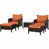 Outsunny 5 Pieces Outdoor Patio Furniture Set Wicker Conversation Set Brown 1 Outsunny 5 Pieces Outdoor Patio Furniture Set Wicker Conversation Set Brown -Outsunny store 53166111 1
