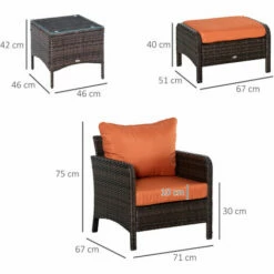 Outsunny 5 Pieces Outdoor Patio Furniture Set Wicker Conversation Set Brown -Outsunny store 53166111 2