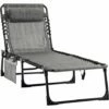 Outsunny Lounger Folding Reclining Camping Bed 5-position Adjustable Mixed Grey 2 Outsunny Lounger Folding Reclining Camping Bed 5-position Adjustable Mixed Grey -Outsunny store 53166600 1