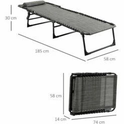 Outsunny Lounger Folding Reclining Camping Bed 5-position Adjustable Mixed Grey 8 Outsunny Lounger Folding Reclining Camping Bed 5-position Adjustable Mixed Grey -Outsunny store 53166600 2