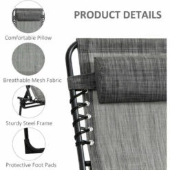 Outsunny Lounger Folding Reclining Camping Bed 5-position Adjustable Mixed Grey 11 Outsunny Lounger Folding Reclining Camping Bed 5-position Adjustable Mixed Grey -Outsunny store 53166600 5