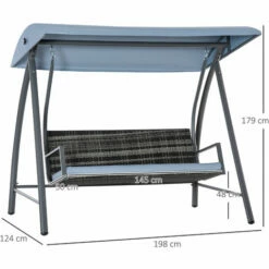 Outsunny Garden Rattan Swing Chair Swinging Hammock W/ Cushion Mixed Grey -Outsunny store 53167833 2