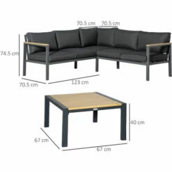 Outsunny 5 Seater Aluminium Garden Furniture With Coffee Table Padded Cushions -Outsunny store 53331911 2