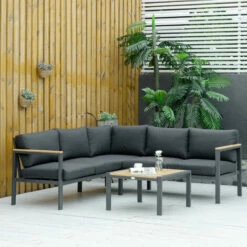 Outsunny 5 Seater Aluminium Garden Furniture With Coffee Table Padded Cushions -Outsunny store 53331911 3