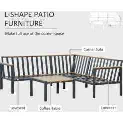 Outsunny 5 Seater Aluminium Garden Furniture With Coffee Table Padded Cushions -Outsunny store 53331911 4