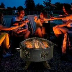 Outsunny Outdoor Fire Pit Firebowl With Screen Cover & Poker For Patio Backyard -Outsunny store 53331919 3