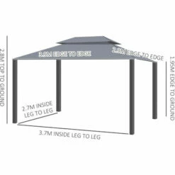 Outsunny 3x4m 2-Tier Gazebo Aluminium Garden Marquee Party Tent Canopy Grey 3 Outsunny 3x4m 2-Tier Gazebo Aluminium Garden Marquee Party Tent Canopy Grey -Outsunny store 53331970 2
