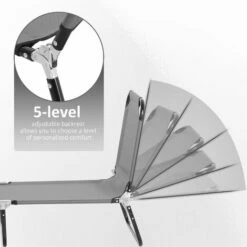 Outsunny Folding Lounge Chair Outdoor Chaise Lounge For Bench Patio Grey -Outsunny store 53331990 4