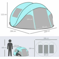 Outsunny 4 Person Camping Tent Pop-up Design W/ Mesh Vents For Hiking Dark Blue 3 Outsunny 4 Person Camping Tent Pop-up Design W/ Mesh Vents For Hiking Dark Blue -Outsunny store 53331996 2