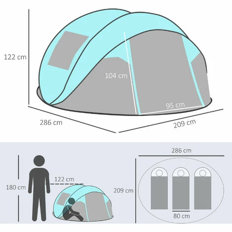 Outsunny 4 Person Camping Tent Pop-up Design w/ Mesh Vents for Hiking Dark Blue Outsunny 4 Person Camping Tent Pop-up Design W/ Mesh Vents For Hiking Dark Blue -Outsunny store 53331996 2