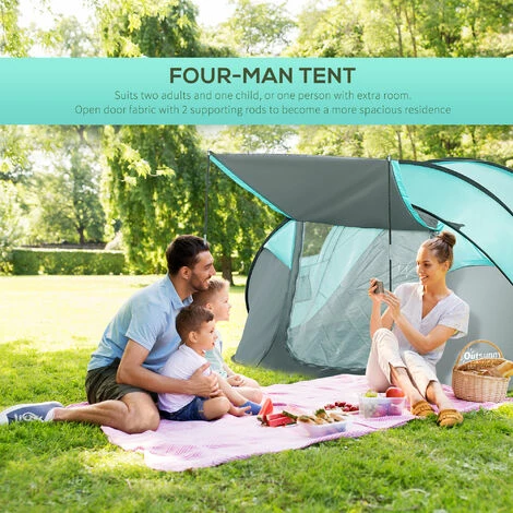 Outsunny 4 Person Camping Tent Pop-up Design w/ Mesh Vents for Hiking Dark Blue Outsunny 4 Person Camping Tent Pop-up Design W/ Mesh Vents For Hiking Dark Blue -Outsunny store 53331996 4