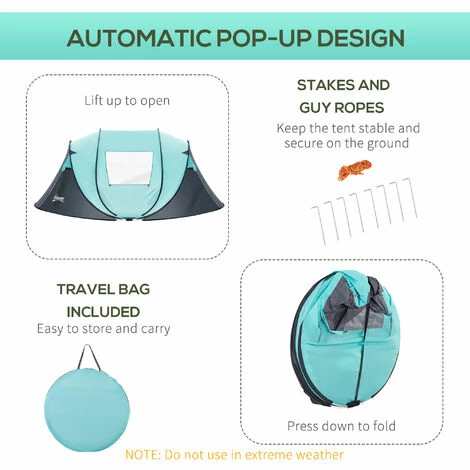 Outsunny 4 Person Camping Tent Pop-up Design w/ Mesh Vents for Hiking Dark Blue Outsunny 4 Person Camping Tent Pop-up Design W/ Mesh Vents For Hiking Dark Blue -Outsunny store 53331996 5