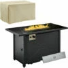 Outsunny Outdoor Propane Gas Fire Pit Table W/ Rain Cover, 50000 BTU, Black -Outsunny store 53332022 1