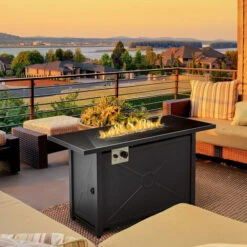 Outsunny Outdoor Propane Gas Fire Pit Table W/ Rain Cover, 50000 BTU, Black -Outsunny store 53332022 3