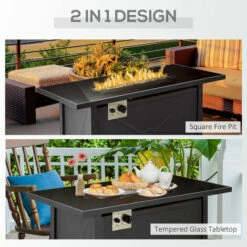 Outsunny Outdoor Propane Gas Fire Pit Table W/ Rain Cover, 50000 BTU, Black -Outsunny store 53332022 4