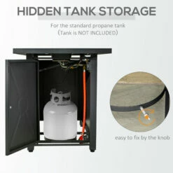 Outsunny Outdoor Propane Gas Fire Pit Table W/ Rain Cover, 50000 BTU, Black -Outsunny store 53332022 5