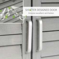 Outsunny Garden Storage Shed Solid Fir Wood Garage Organisation W/ Doors Grey -Outsunny store 53332045 4
