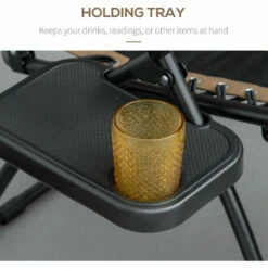 Outsunny Zero Gravity Lounger Chair, Folding Camping Reclining Chair, Brown -Outsunny store 53332077 5