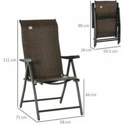 Outsunny Set Of 2 Outdoor Rattan Folding Chair Set W/ Adjustable Backrest Brown 3 Outsunny Set Of 2 Outdoor Rattan Folding Chair Set W/ Adjustable Backrest Brown -Outsunny store 53332100 2