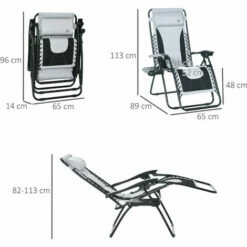 Alternative view of Outsunny Zero Gravity Lounger Folding Recliner Chair W/ Cup Holder Padded Pillow