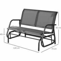 Alternative view of Outsunny 2-Person Patio Glider Bench Gliding Chair Loveseat W/ Armrest Grey