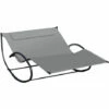Outsunny Hammock Chair Sun Bed Rock Seat W/ Metal Texteline W/ Pillow Grey -Outsunny store 53377264 1